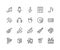 Simple Set of Music Related Vector Line Icons. Contains such Icons as Guitar, In-ear Headphones, note, harp and more