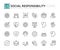 Simple set of outline icons about corporate social responsibility