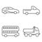 Simple set of public transport vector thin line icons. Car auto truck bus jeep