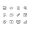 Simple set symbols seo, network marketing and promotion outline icon. Contains such icon target, watch list, audience