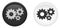 Simple settings 3d button. Gears/Cog wheel symbol in circle. Dar