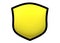 A simple shape of a yellow shield with a black bold outline white backdrop