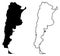 Simple only sharp corners map of Argentina Argentine republic