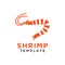 Simple shrimp logo design template vector isolated