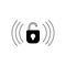 Simple sign of alarm or siren when opening lock. Flat icon of home or personal information hacking. Voice command