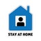 Simple sign icon stay home men in window isolate on white