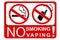 Simple sign no smoking and vaping, isolated on white