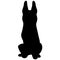 Simple silhouette of Doberman Pinscher sitting in front view