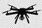 Simple silhouette drone with small camera, at Transparent Effect Background