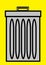 A simple simplified illustration of a light grey trash can set against a bright yellow backdrop