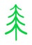 A simple simplified outline green symbol shape of a pine tree white backdrop