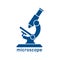 Simple slick looking microscope vector icon. Scientific laboratory sign, biological or medical.