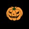 Simple smiling Halloween pumpkin isolated on Black background. Jack Lantern. Vector hand drawn illustration in cartoon style