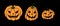 Simple smiling Halloween pumpkin isolated on Black background. Jack Lantern. Vector hand drawn illustration in cartoon style