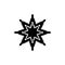 Simple snowflake in black over white background. Flat design icon.