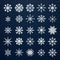 Simple Snowflake Vector Icon Set On Dark Background