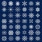 Simple Snowflake Vector Icon Set In John Hejduk Style