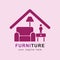 simple sofa silhouette design, logo furniture isolated, purple color