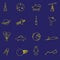 Simple space yellow outline icons set eps10