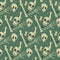SImple spooky grey skull and bones ornament seamles pattern in hand drawn style. Turquoise pastel background