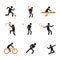 Simple Sport Player Abstract Symbol Vector Illustration Graphic Set