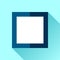 Simple squre frame in flat style. Blue frame on color background. Vector design object