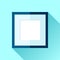 Simple squre frame in flat style. Blue frame on color background. Vector design object