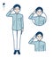 Simple Stand collar shirt man_salute