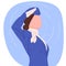 Simple stewardess line character isolated