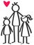 Simple stick figures single parent, father, son, daughter, children