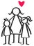 Simple stick figures single parent, mother, son, daughter, children