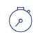 Simple stopwatch icon in line art style. Symbol of stop watch with arrow and button. Timer, chronometer pictogram