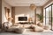 Simple and stylish indoor living room leisure area decoration design in warm colors