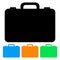 Simple, suitcase/briefcase silhouette icon. Four colors