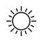 Simple Sun minimal black and white outline icon. Flat vector illustration. Isolated on white.