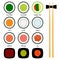 Simple sushi icons set. Vector illustration.