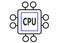 A simple symbol outline shape of a central processor unit integrated circuit white backdrop