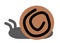 A simple symbol outline shape of a land snail white backdrop