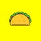 Simple taco vector illustration isolated on yellow background