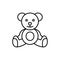 Simple teddy bear vector outline icon. EPS 10..... Birthday and party collection. For apps and web.. Bear children toy.. Promo