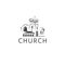 Simple template logo icon of the abstract church building.Vector illustration