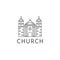 Simple template logo icon of the abstract church building.Vector illustration in line-art style