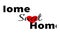 Simple text home sweet home with red heart over white