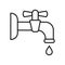 simple thin line drawing abstract logo icon water faucet isolated black on white background