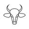 simple thin line drawing icon bull cow isolated black on white background