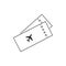Simple thinline plane boarding pass icon