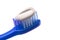 Simple Toothbrush on a White Background with Toothpaste Applied