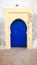 Simple traditional blue Moroccan door, Essaouira, Morocco