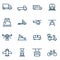 Simple transportation thin line icons set