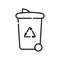 Simple trash recycling icon. Empty linear path